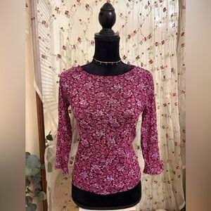 Y2k Women's Pink Floral Long-Sleeve Top